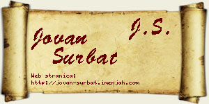 Jovan Šurbat vizit kartica